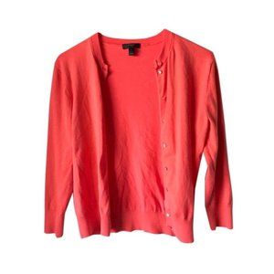 J crew red cotton cardigan sweater M